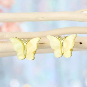 3/$20 Yellow & Gold Resin Butterfly Stud Earrings